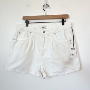 NEW OAT High Rise Mom Fit White Denim Shorts Womens 31
